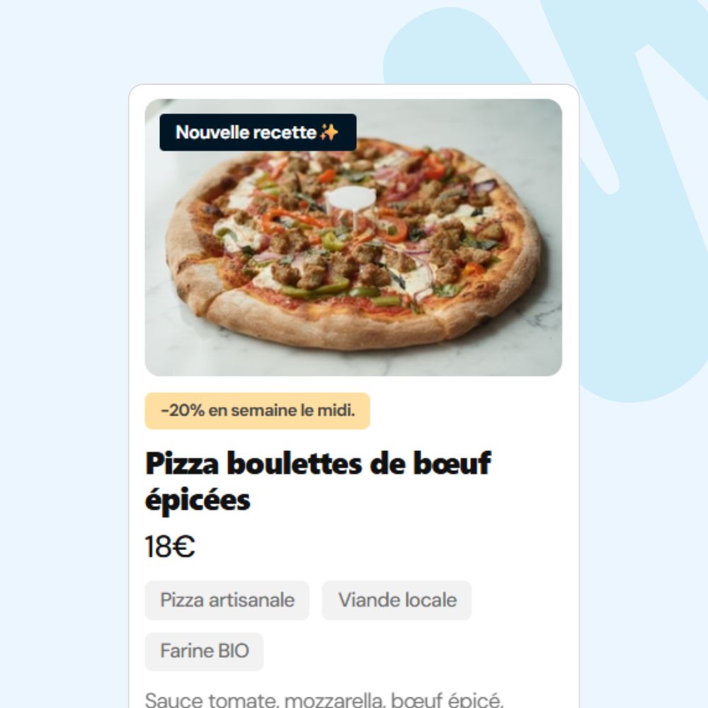 exemple plat carte digitale food truck