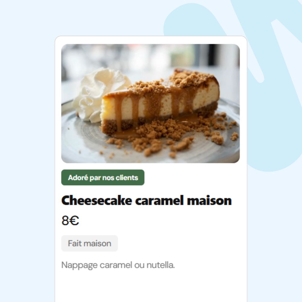 exemple dessert carte digitale food truck