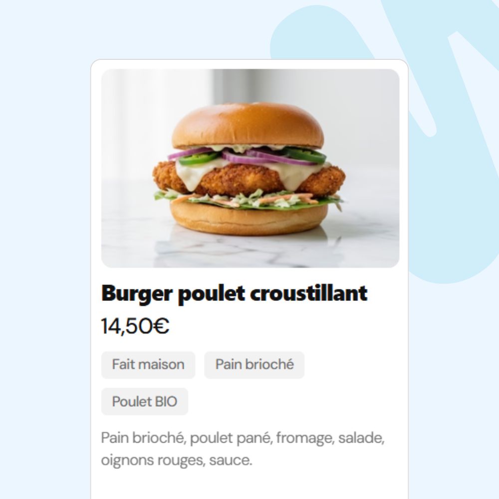 exemple plat carte digitale food truck