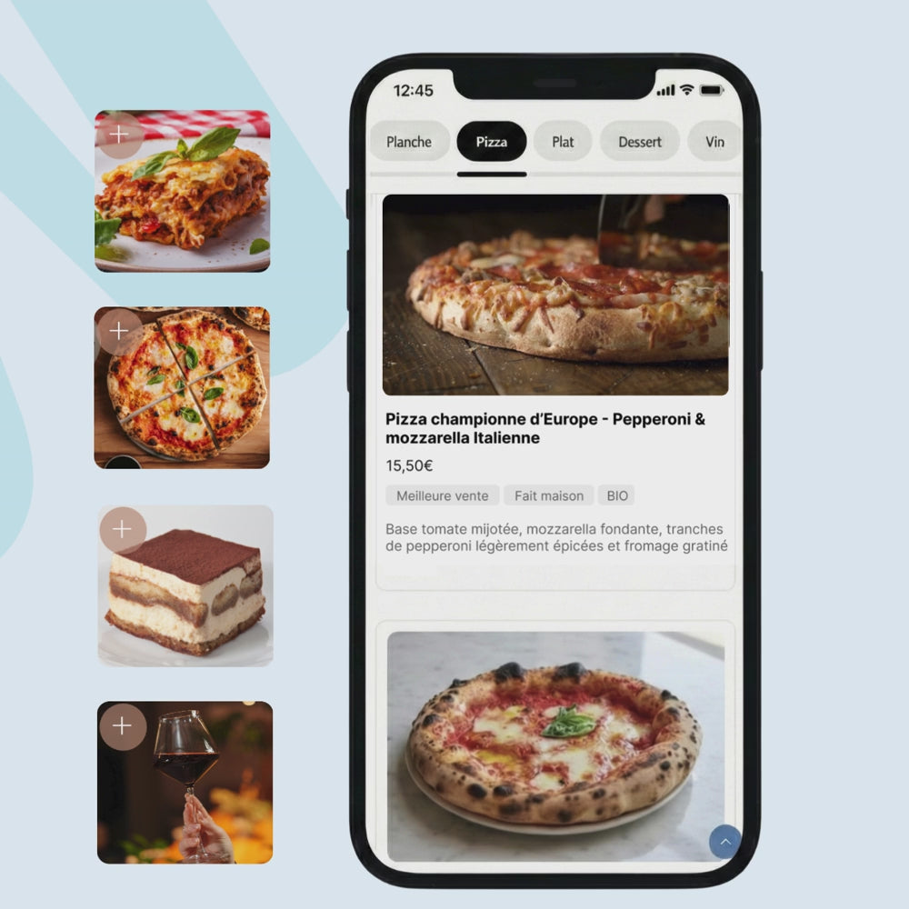 exemple menu digital pour restaurant italien